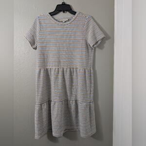 Ann Taylor LOFT Navy and Tan Striped Sundress